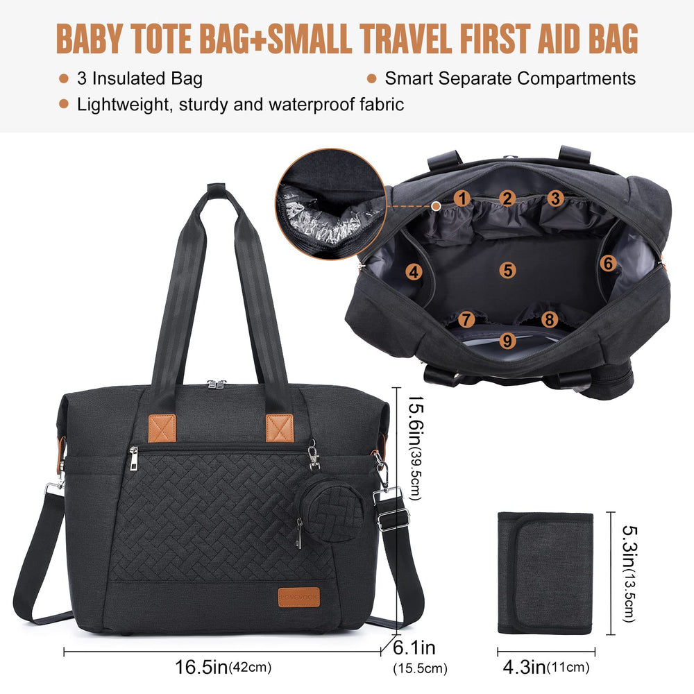 LOVEVOOK diaper bag tote insulated bottle pouches help keep bottles within reach on trips.