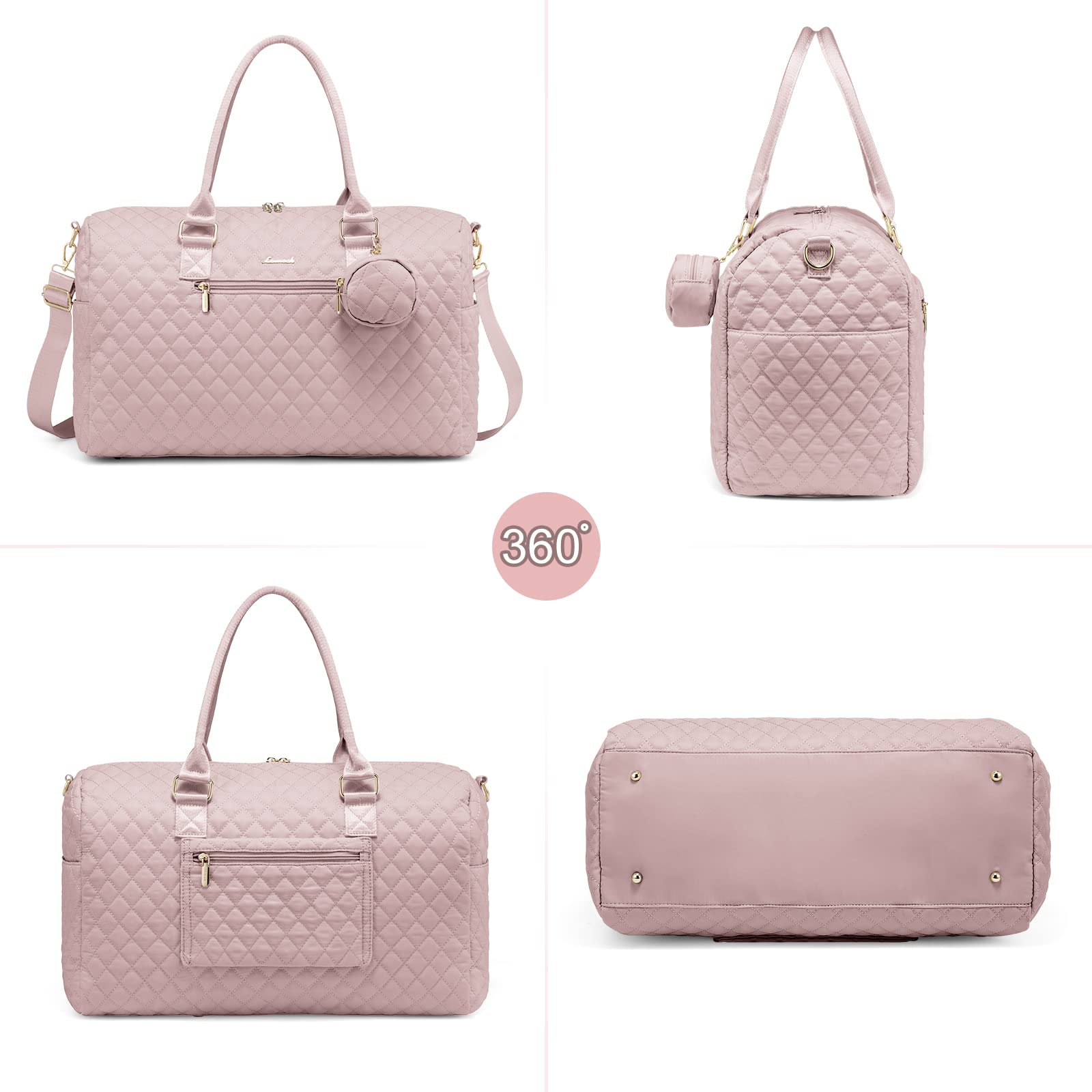 LOVEVOOK diaper bag tote pink color design for hospital and travel.