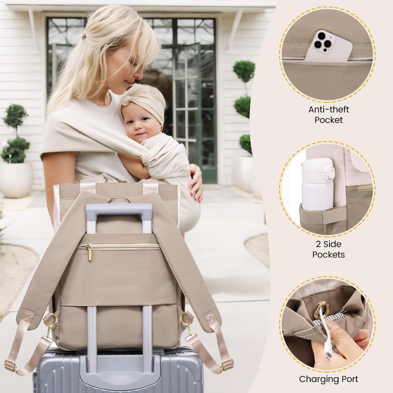 LOVEVOOK diaper bag waterproof fabric resists splashes for busy family days