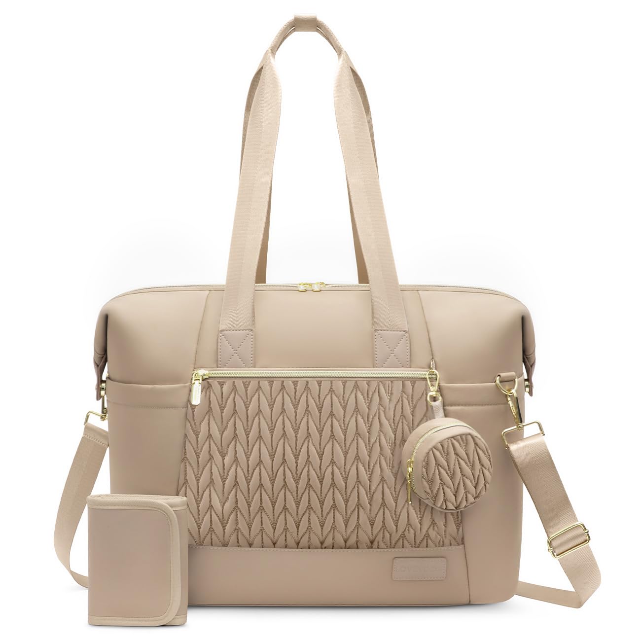 LOVEVOOK large diaper tote khaki open main compartment keeps essentials organized for quick access.