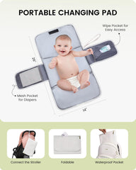 LOVEVOOK leather diaper bag backpack changing-pad view demonstrates included waterproof changing pad.