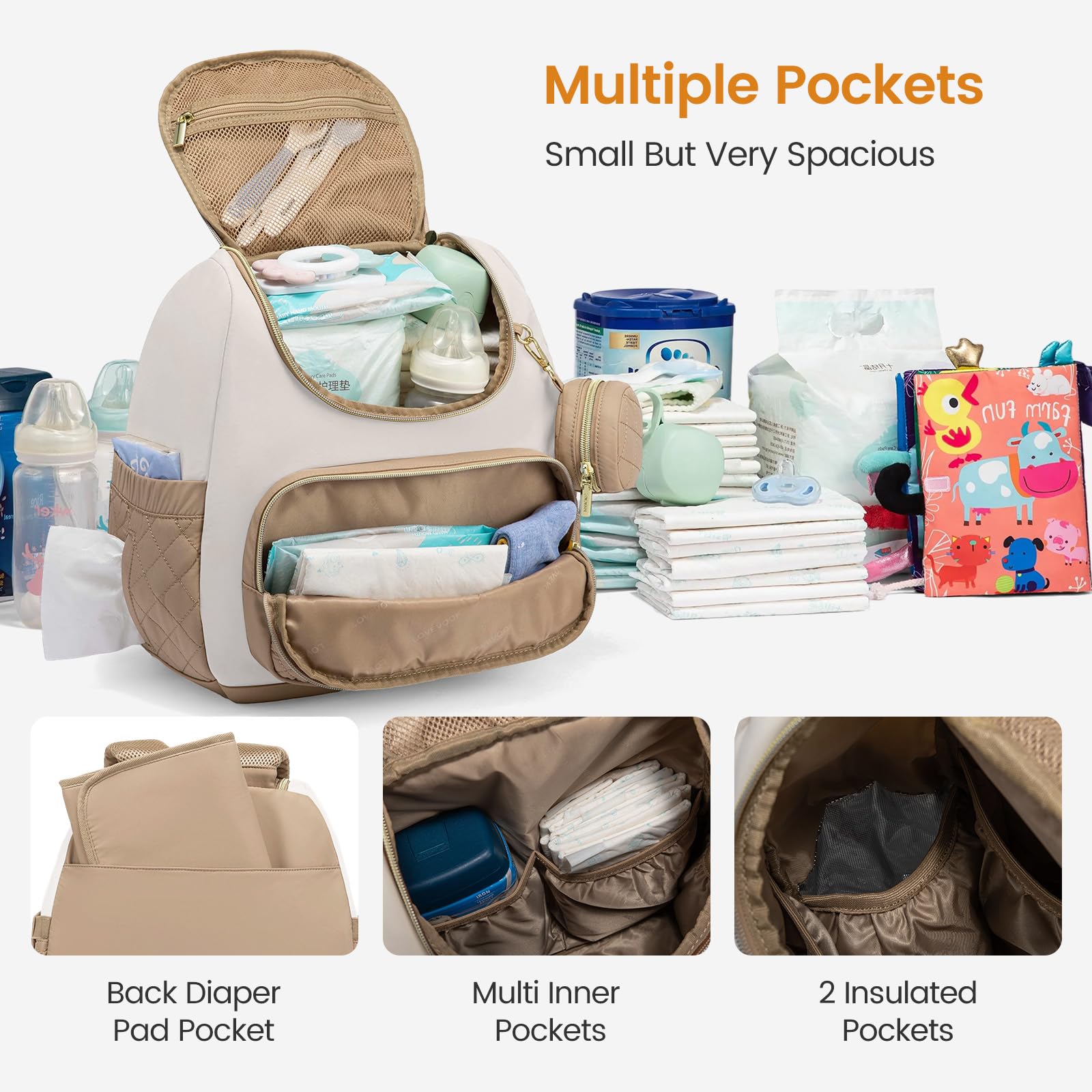 LOVEVOOK mini diaper bag backpack changing pad for easy diaper changes