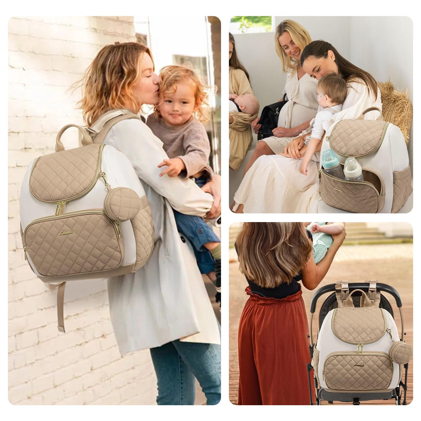 LOVEVOOK mini diaper bag backpack breathable shoulder straps reduce shoulder burden