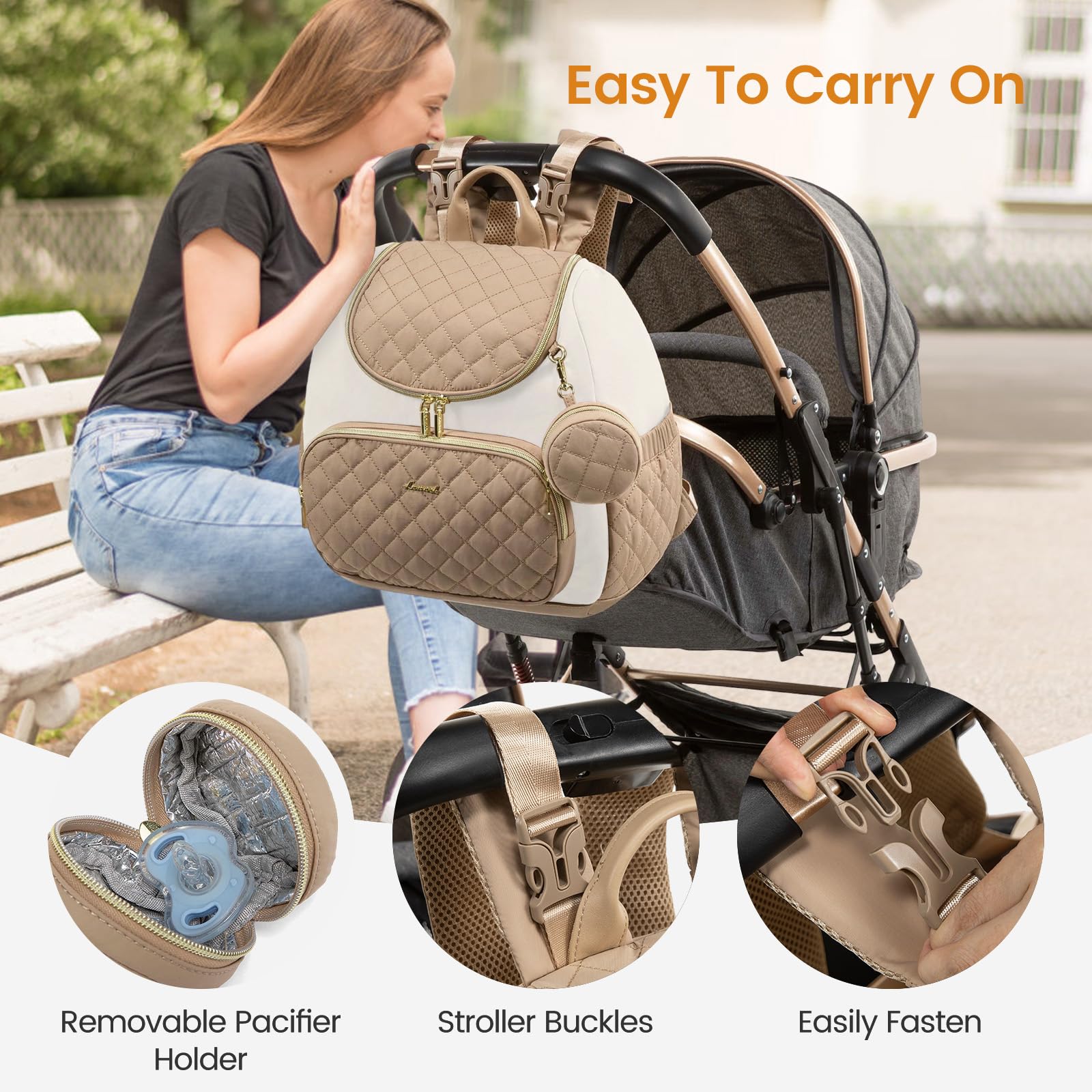 LOVEVOOK mini diaper bag backpack stroller strap frees hands during strolls