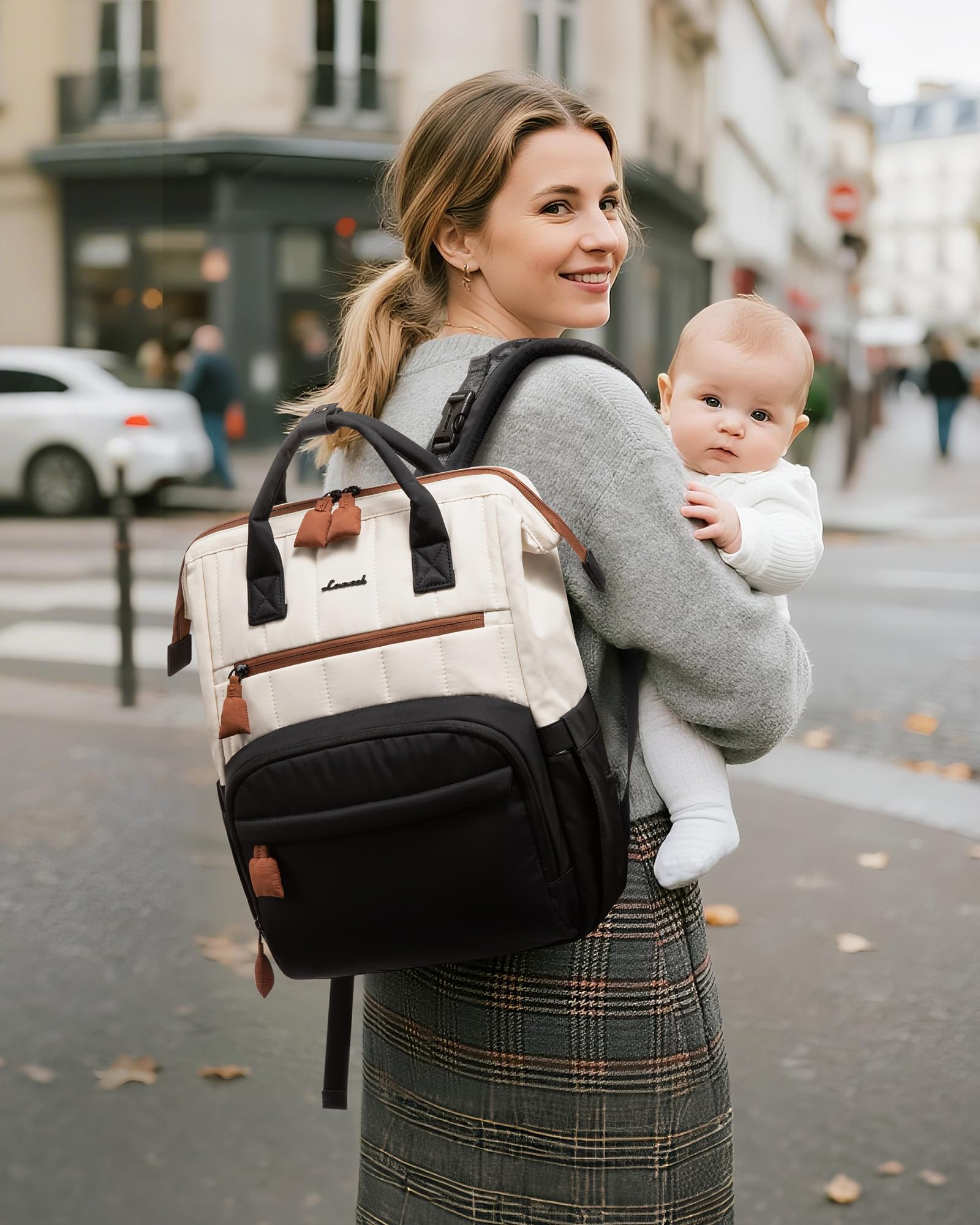 LOVEVOOK Puffer Backpack luggage strap helps secure the bag on travel days.