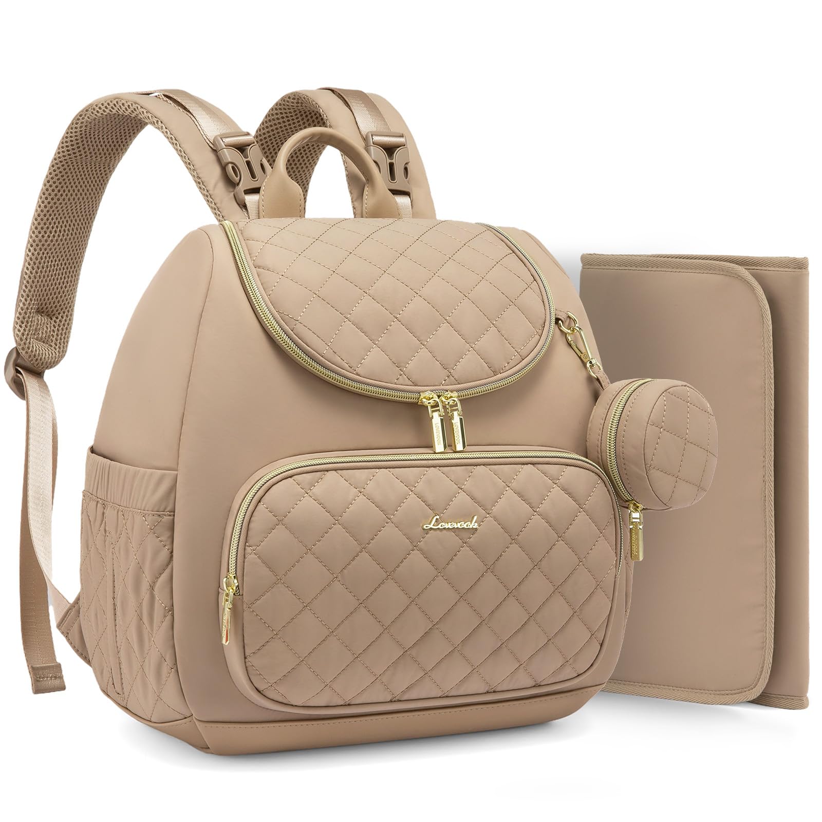 LOVEVOOK small diaper bag backpack main view offers spacious interior for on-the-go organization