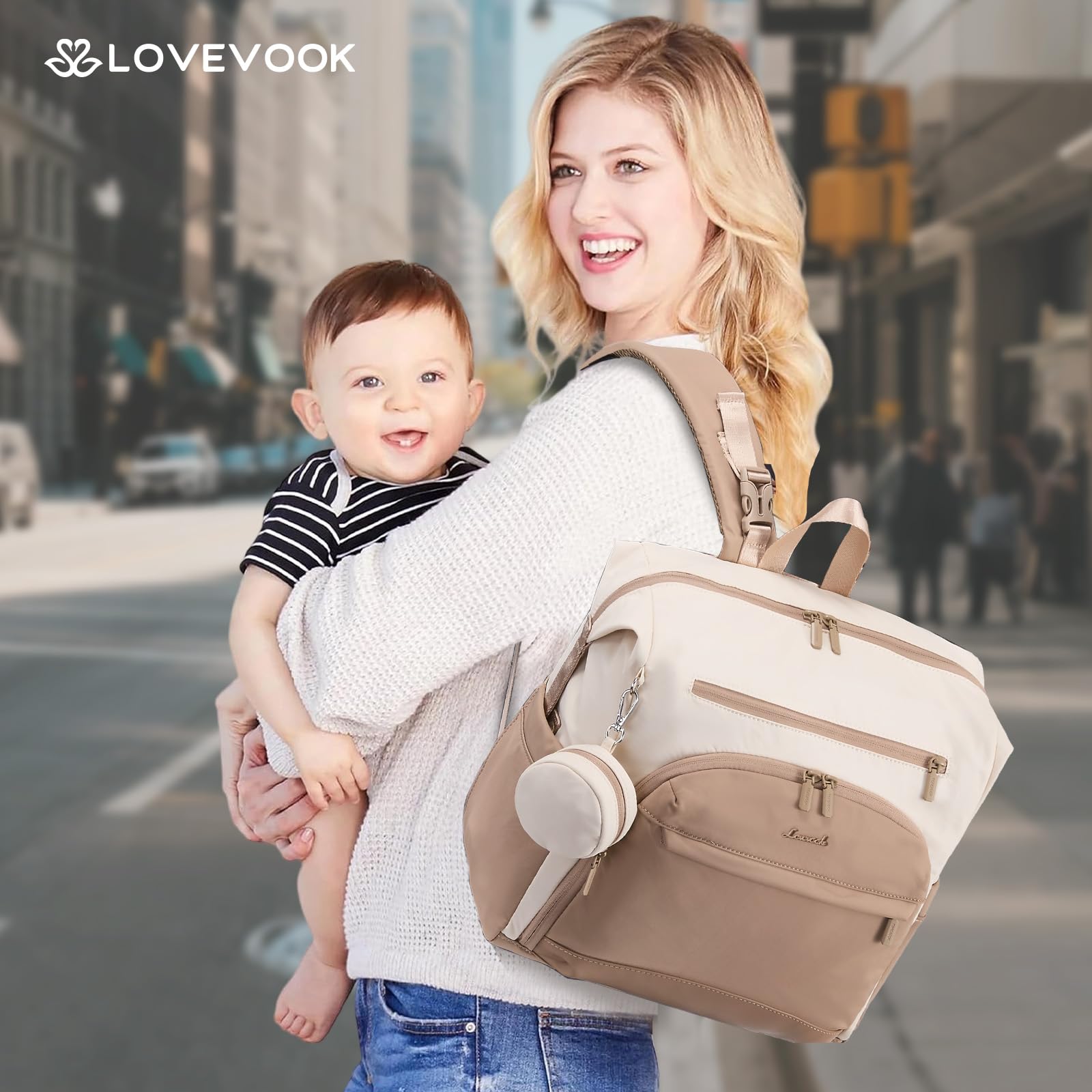 LOVEVOOK lightweight design with stroller clips and luggage strap for travel ease