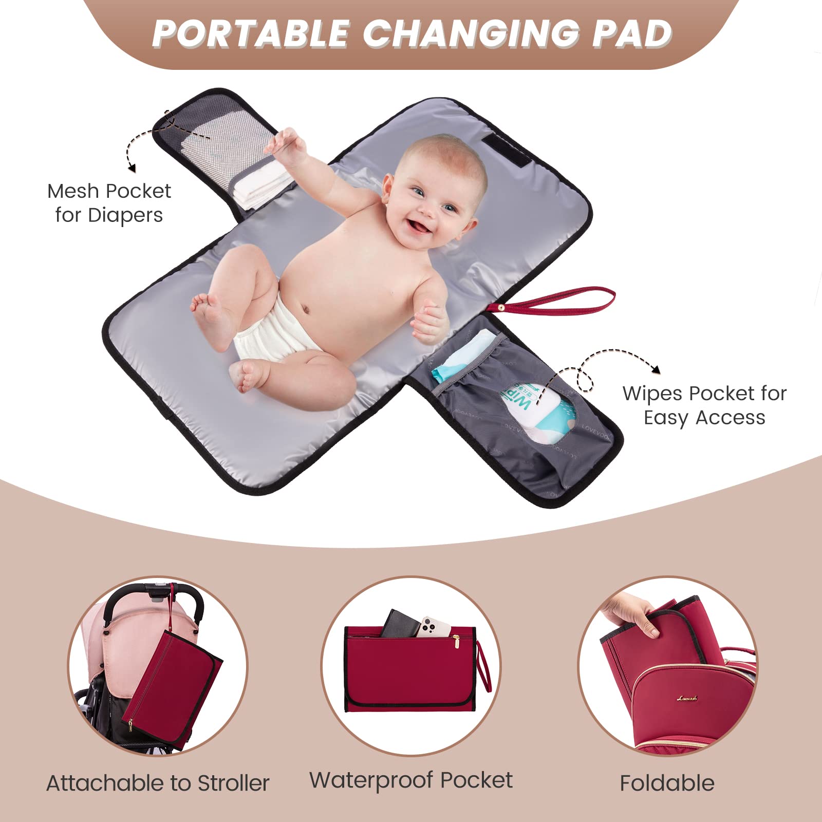 LOVEVOOK waterproof-pocket separate wet area helps keep dirty items contained.