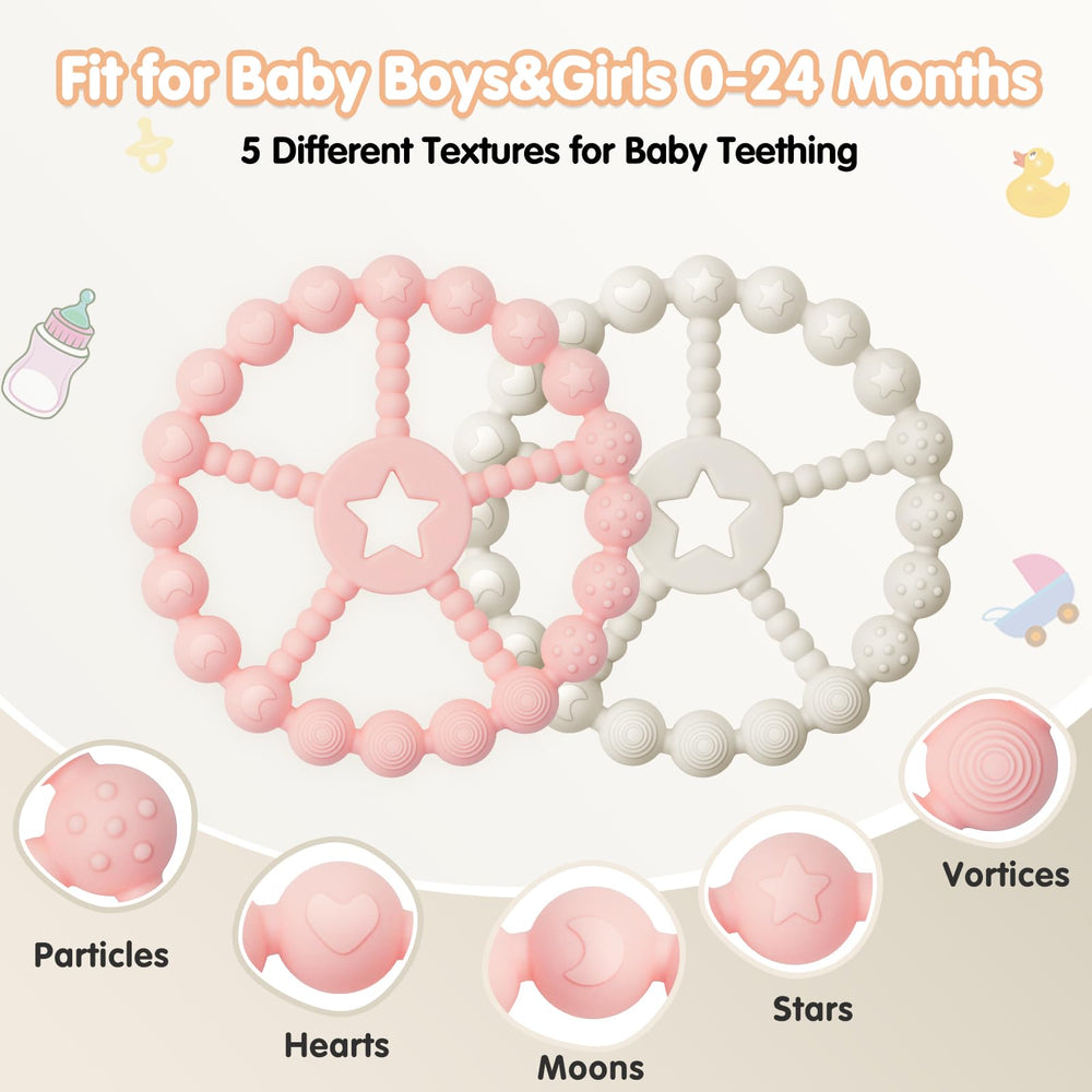Loviomad heart moon star ring designs encourage grasping and playful chewing