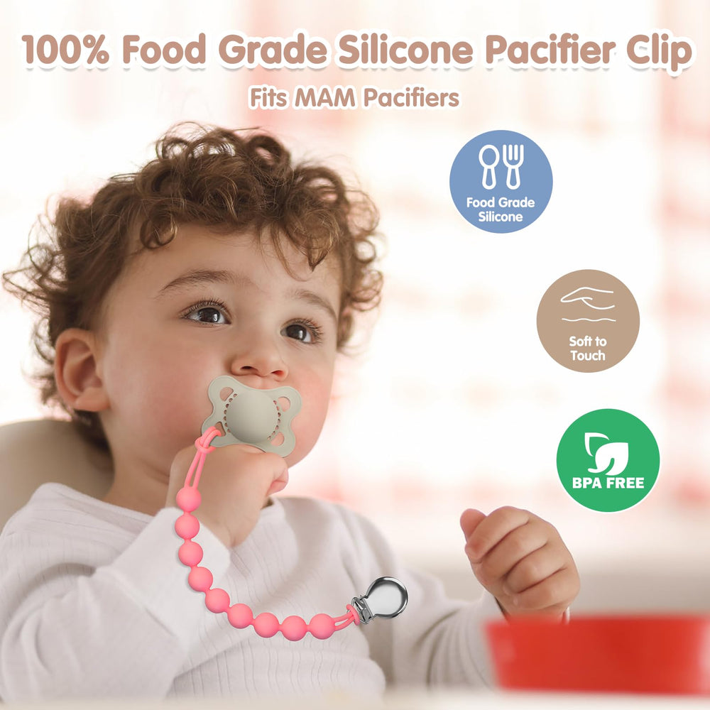 Loviomad pacifier clip BPA-free silicone keeps pacifiers clean and safe for babies.