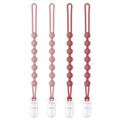 Loviomad pacifier clip close-up shows soft silicone beads and secure one-piece design.