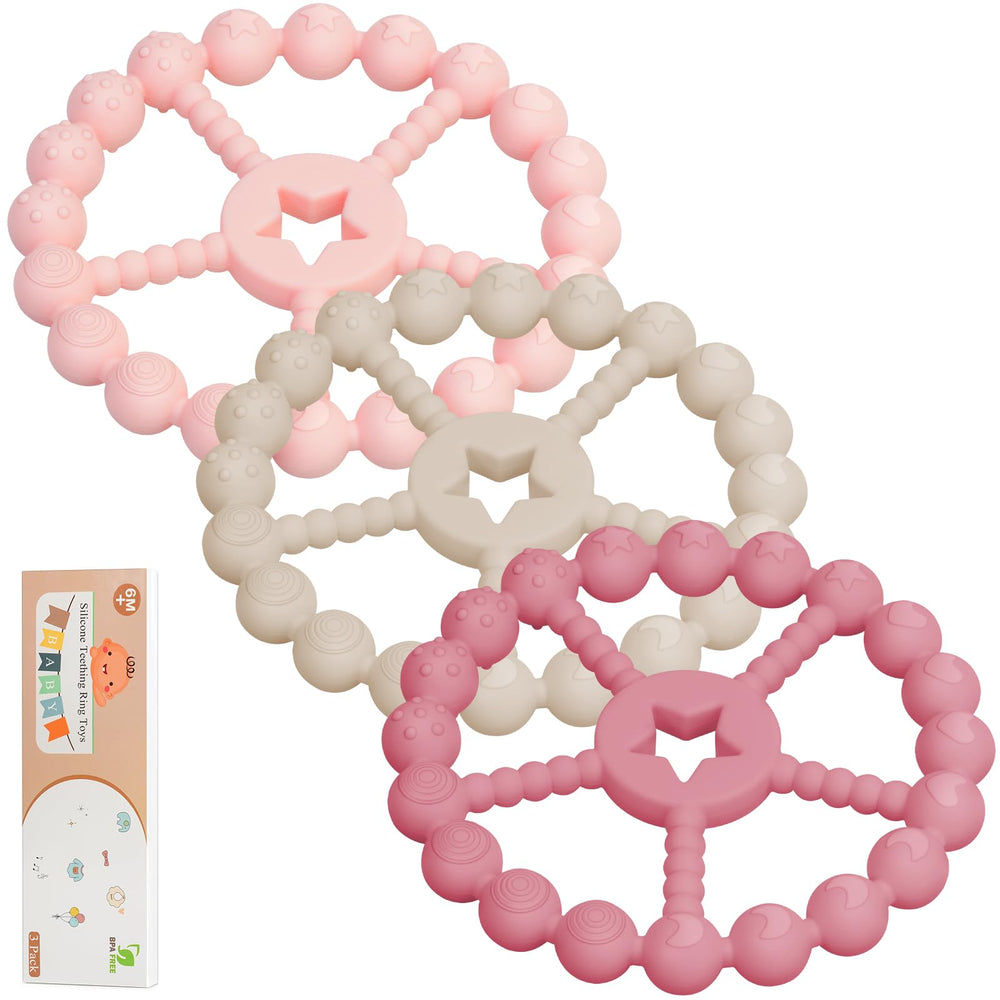 Loviomad ring teether front view shows baby-friendly teething design for relief