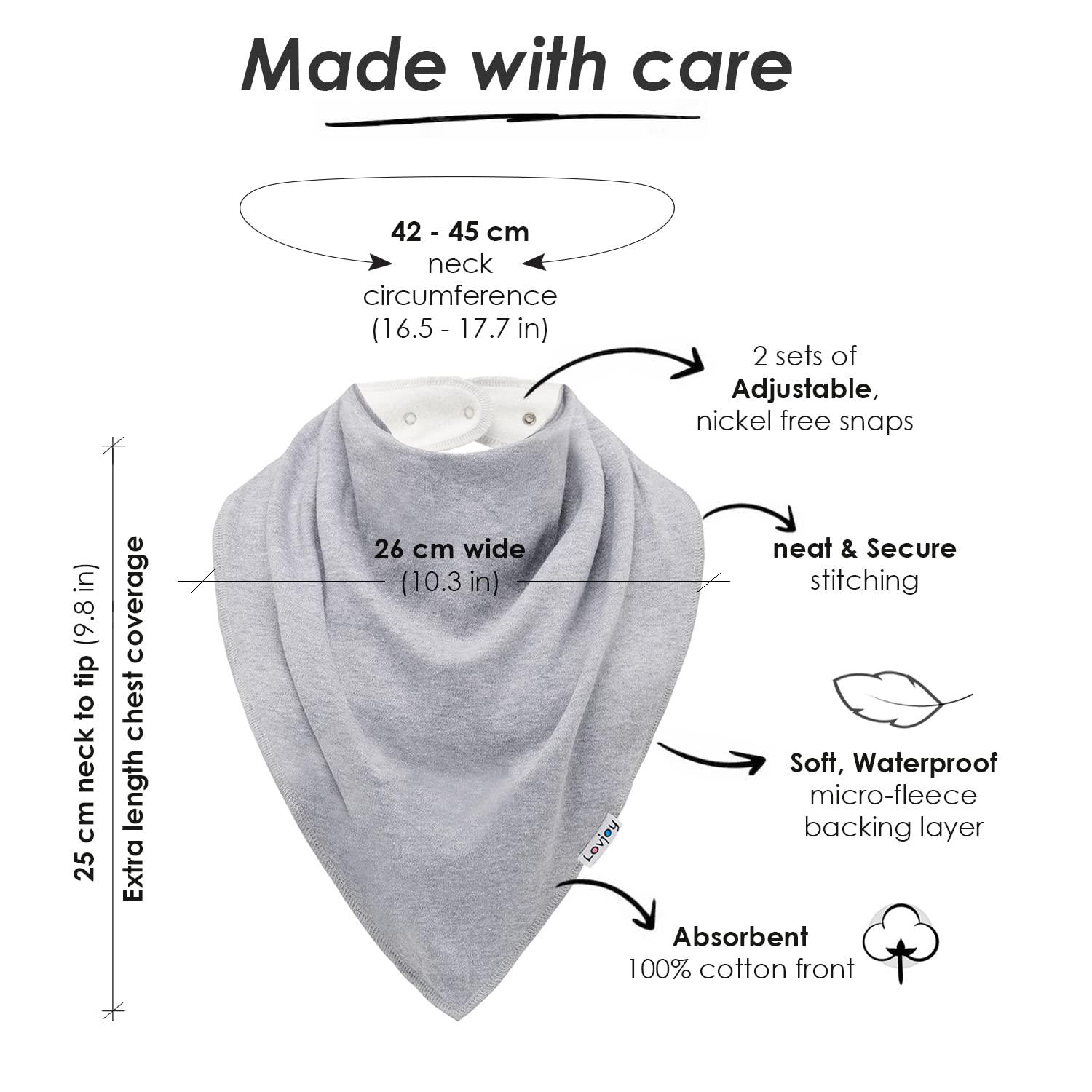 Lovjoy bandana bib is machine washable and quick to air dry.