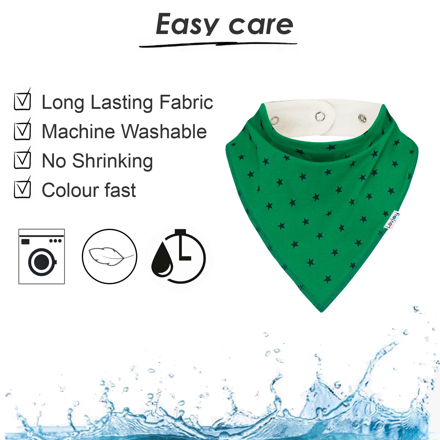 Lovjoy bandana bib designed for meal times and drool absorption during activities