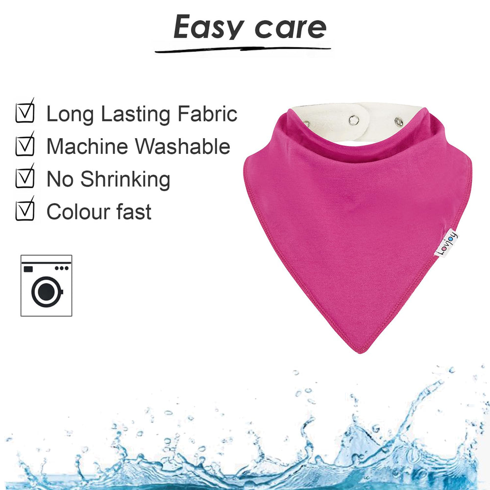 Lovjoy bandana bib waterproof backing keeps clothes dry.