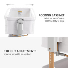 LovliTod Baby 3-in-1 Bassinet height adjustment aligns with your bed.