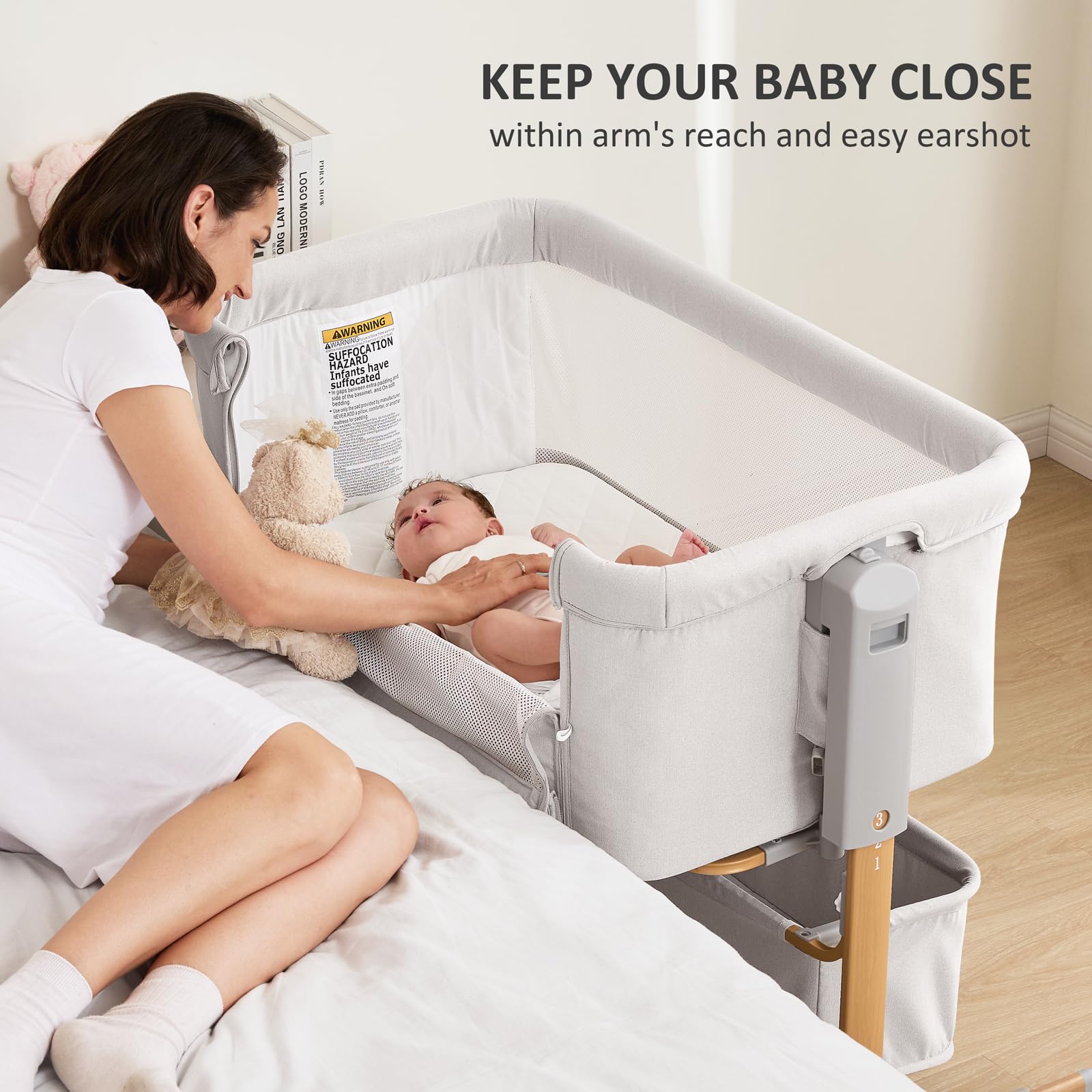 LovliTod Baby 3-in-1 Bassinet with rocking mode for soothing naps.