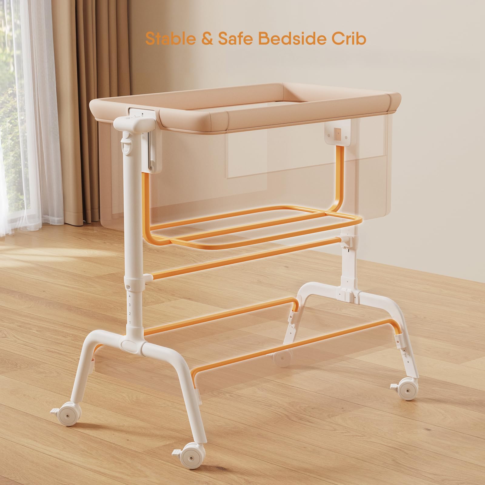 LovliTod Baby bedside-sleeper closeup highlights easy access for night feeds and cuddling.