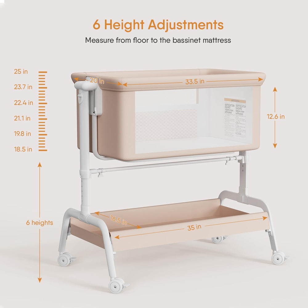 LovliTod Baby height-adjustable-legs illustrates six heights for bed compatibility.