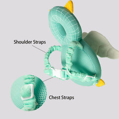 LOVOERNO baby head protector backpack adjustable straps ensure secure, comfortable wear.