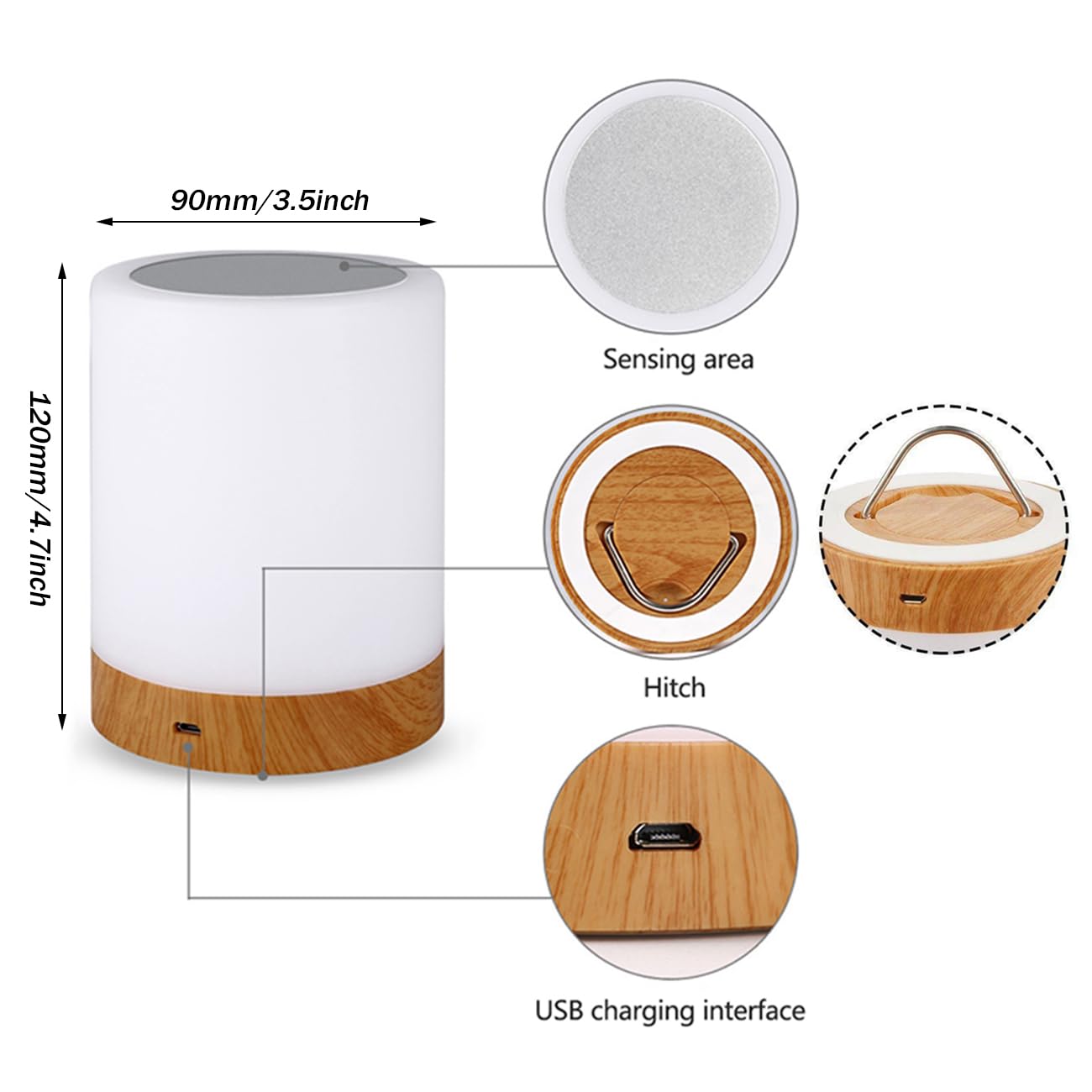 LOVUMMOR Rechargeable night light with portable handle for travel