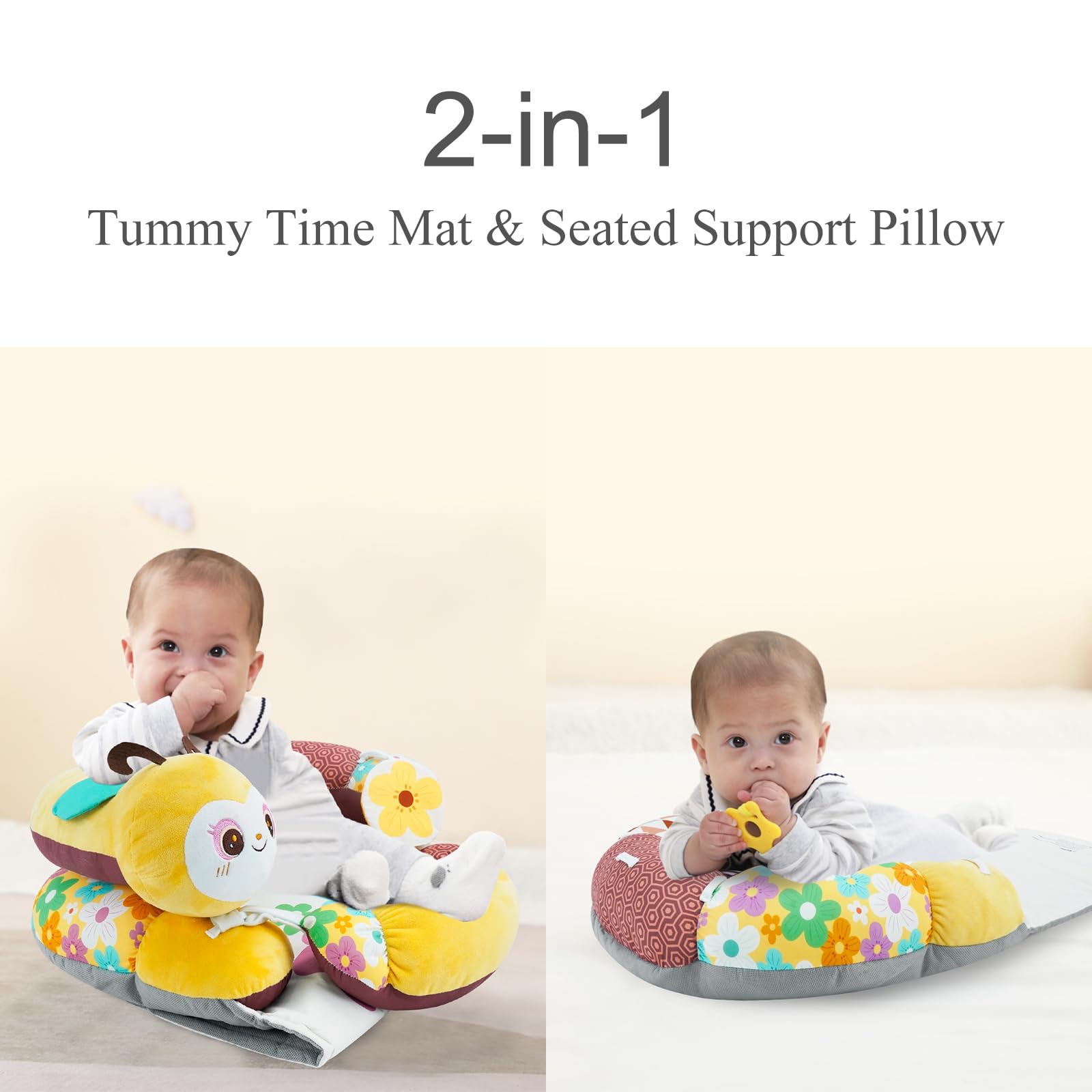 Lovvie & Joy 2in1-seated-tummy-mat aids baby sit-up safely