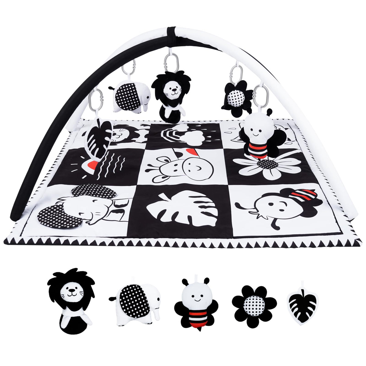 Lovvie & Joy baby play mat high-contrast pattern supports early visual focus.