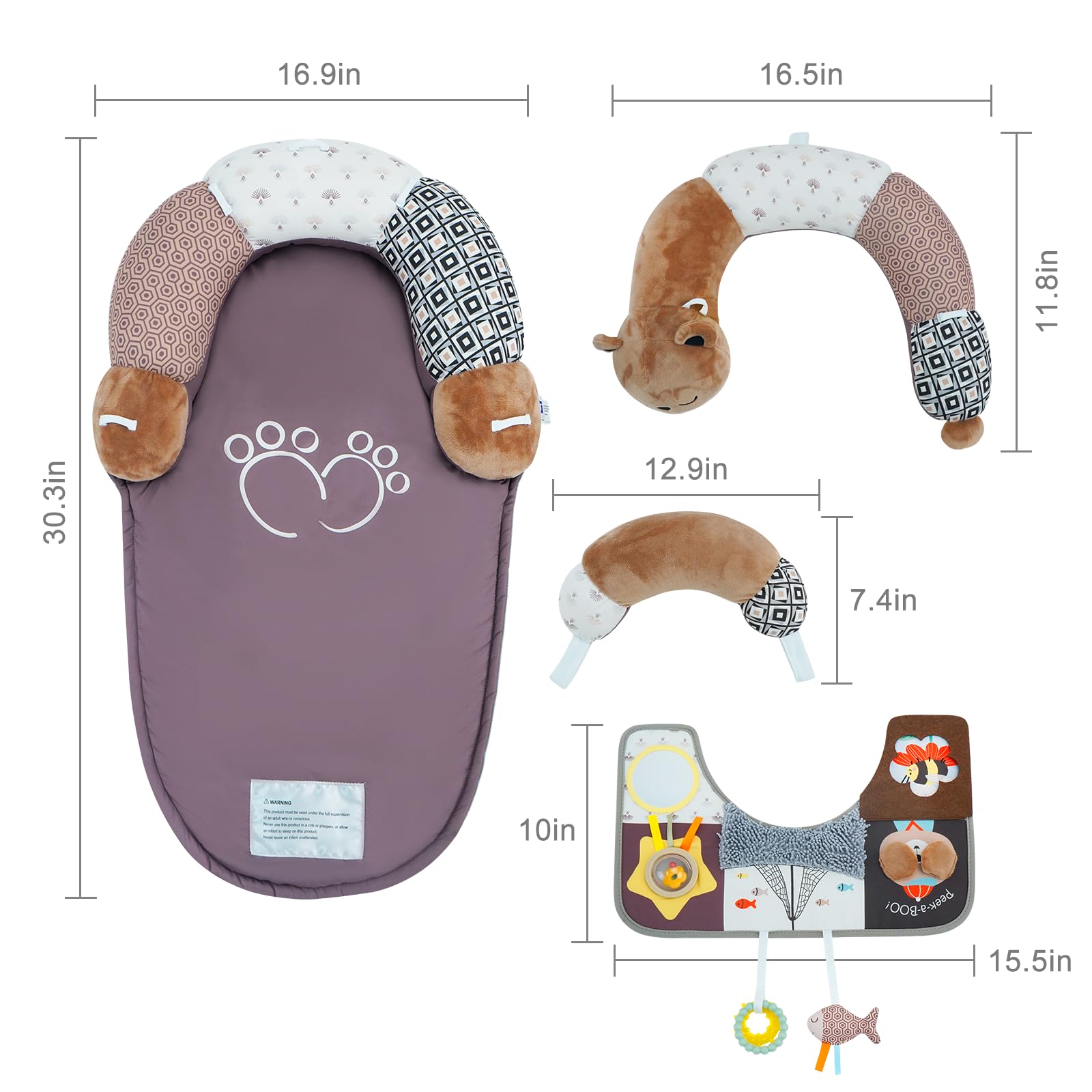 Lovvie & Joy foot-pad provides stable base for tummy time.