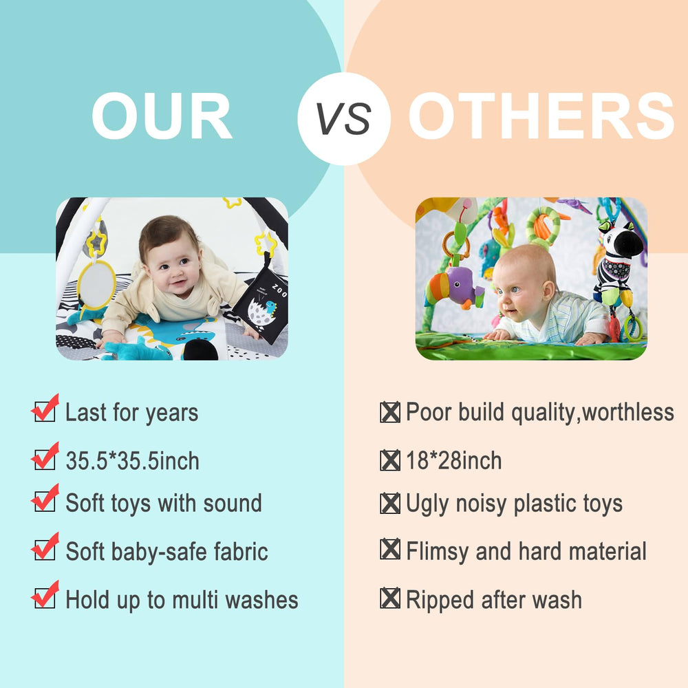 Machine-washable cushion on Lovvie & Joy baby gym for easy care.
