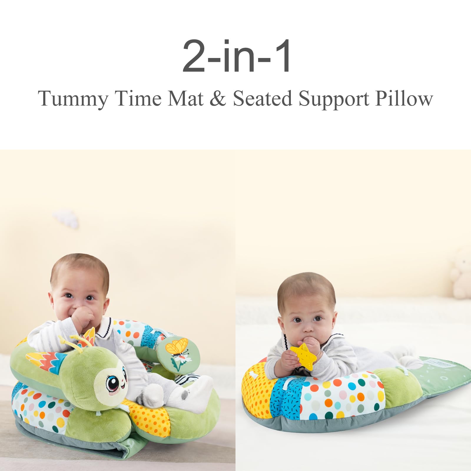 Lovvie & Joy seated-support-pillow provides secure sit-up support for infants.