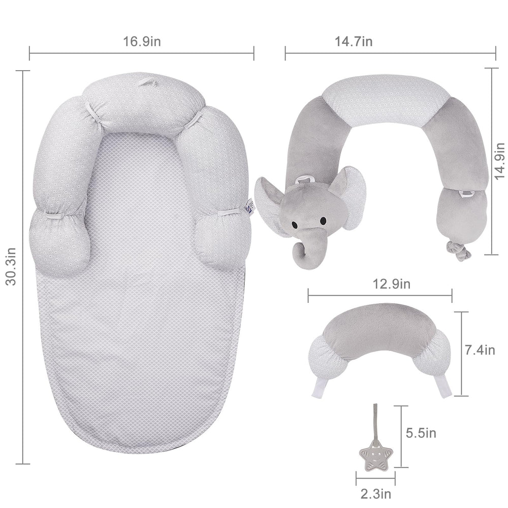 Lovvie & Joy seated tummy-time mat demonstrates 2-in-1 design for growth.