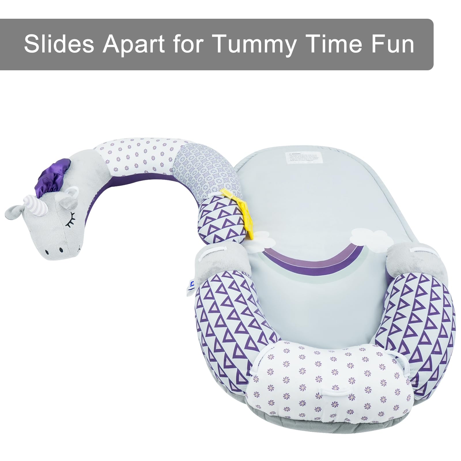 Lovvie & Joy unicorn toy adds visual interest and interactive play opportunities.