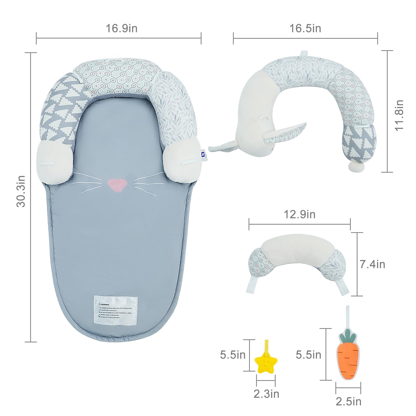 Lovvie & Joy seated support pillow helps baby sit with gentle support.