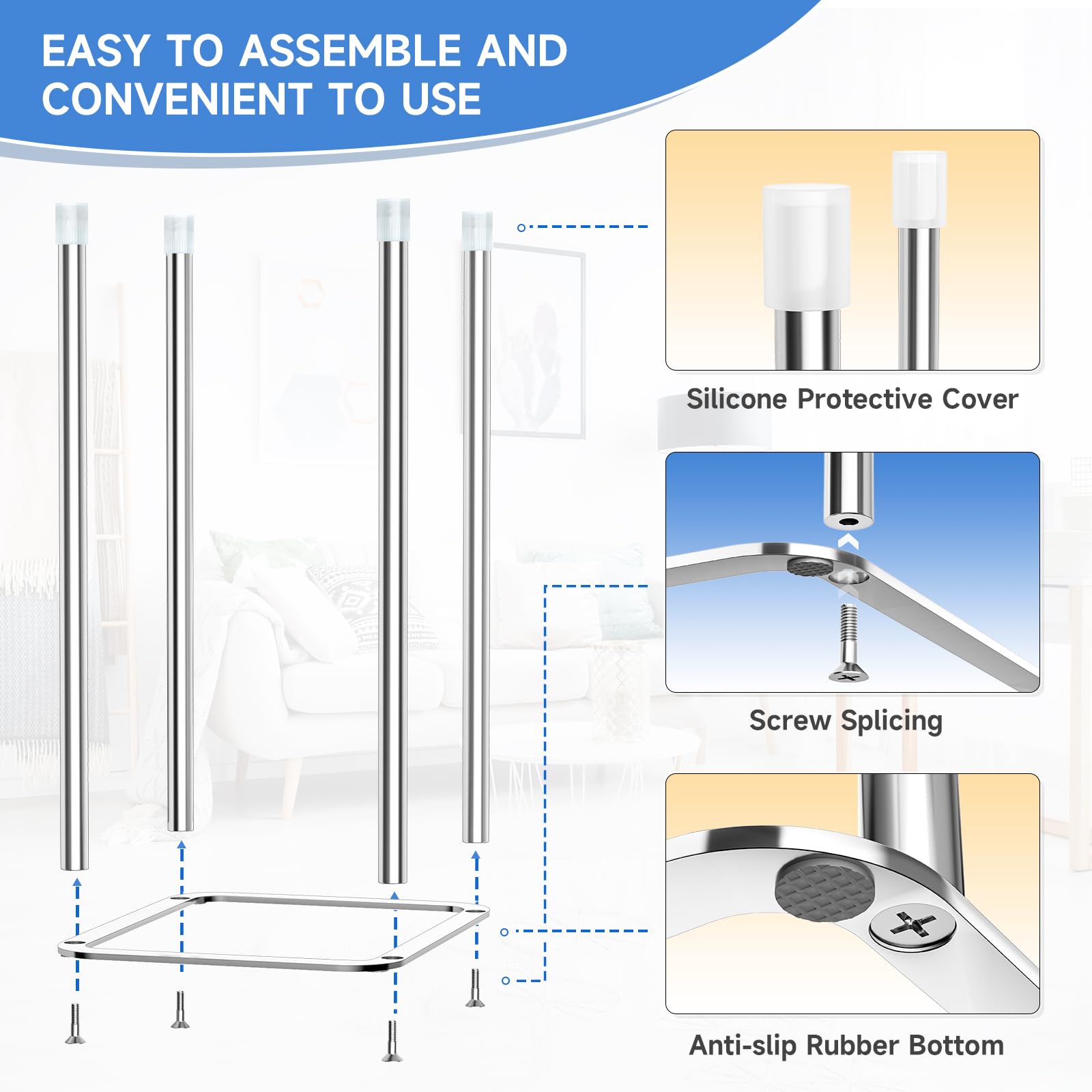 LOXSUN rectangular-base anti-slip design keeps the rack stable on countertops.