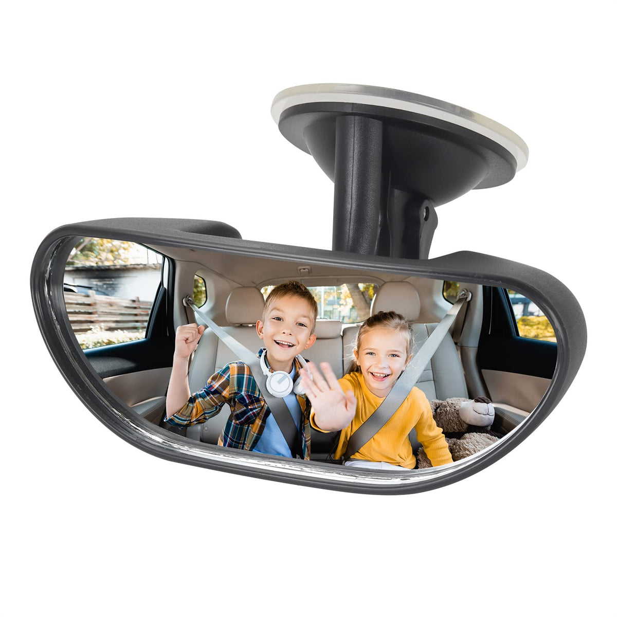 LoyaGour rearview mirror with suction cup enables quick, secure windshield attachment for busy mornings.