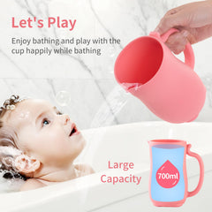 LOYATRO bath shampoo cup features an easy-pour handle for secure rinsing.