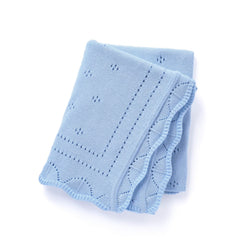 Loyfoky Baby Blanket with soft-knit blue fabric for newborn comfort and snuggles.