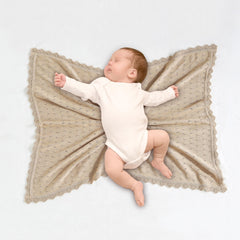 Loyfoky baby blanket in neutral khaki fits any nursery theme