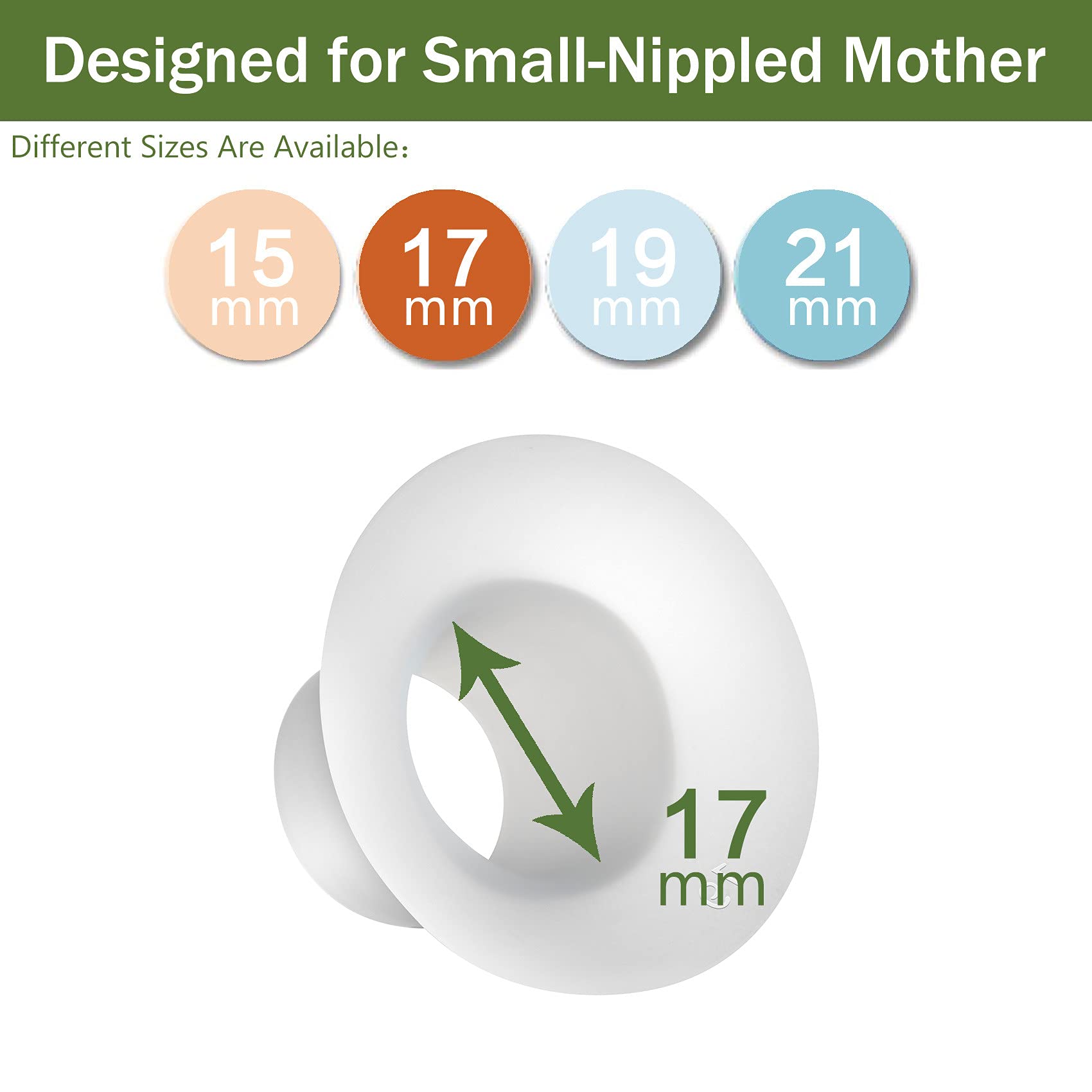 LOZAEVE 17mm insert with Medela 24mm shield visual, reduces tunnel size