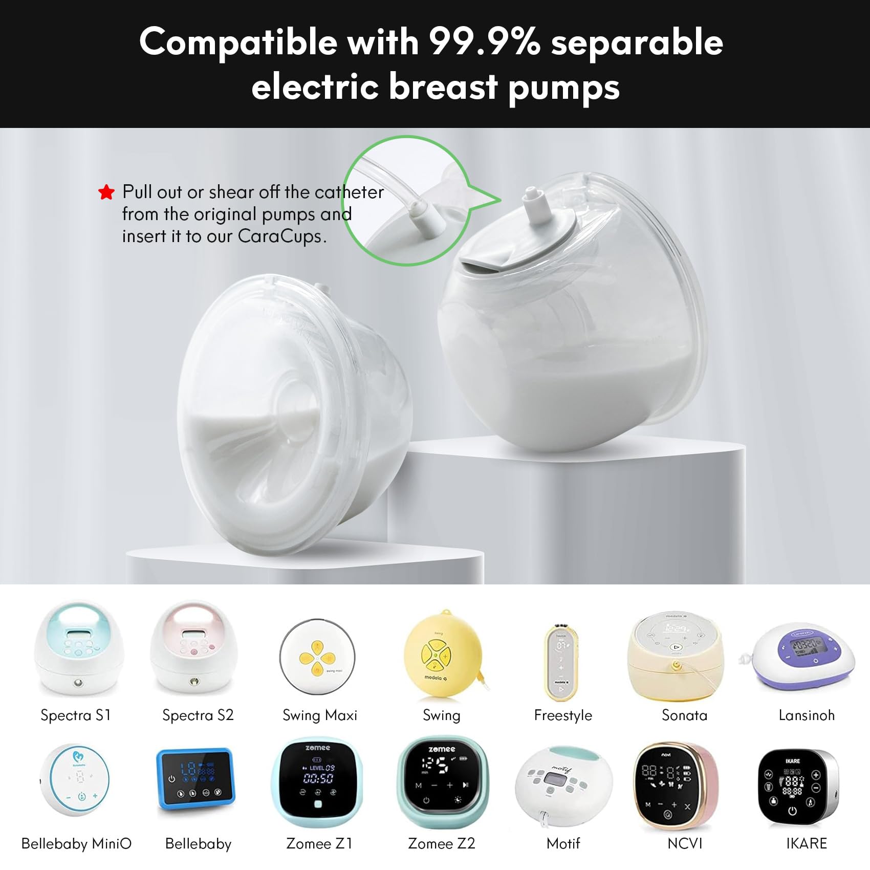 LOZAEVE Baby CaraCups compatibility with major pumps for versatile use.
