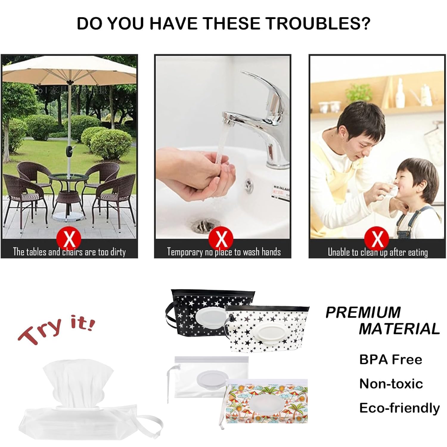 LQMBABY travel wipes case with flip top for quick refill access