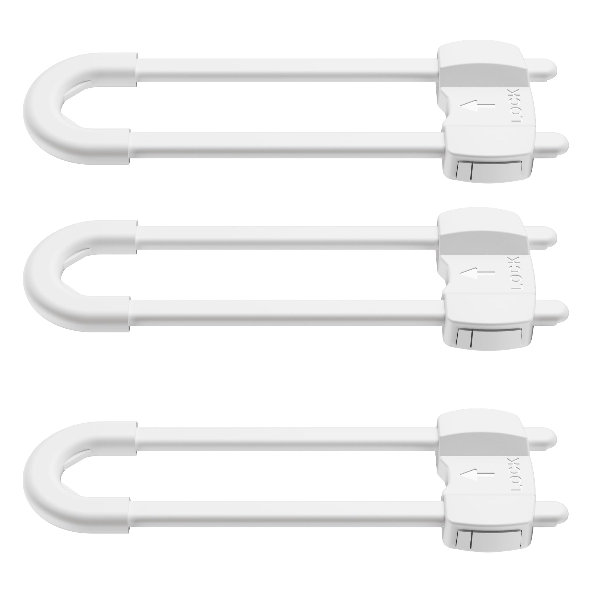 LRANFOW U-Shaped Cabinet Lock clips securely without drilling for safer cabinets.