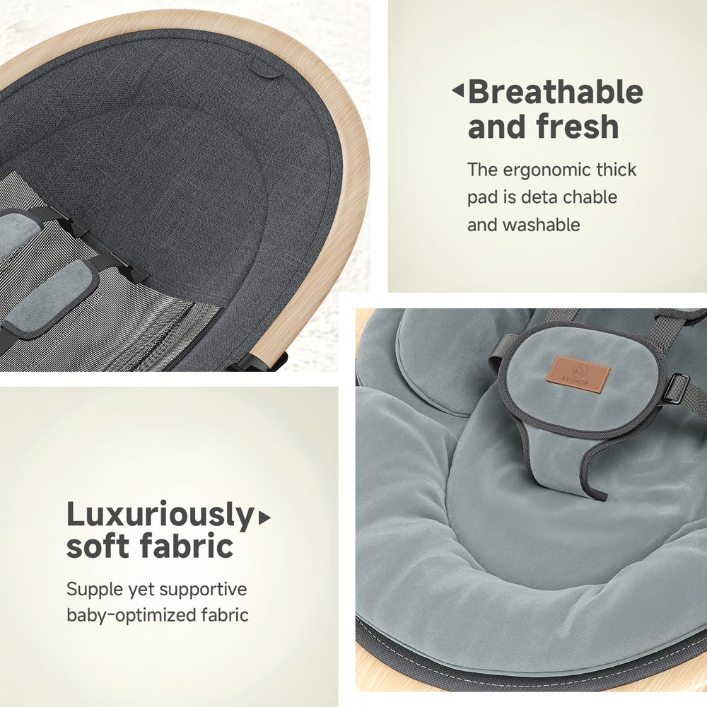 LrerBB Electric Baby Swing's music speaker provides gentle sounds for soothing moments.