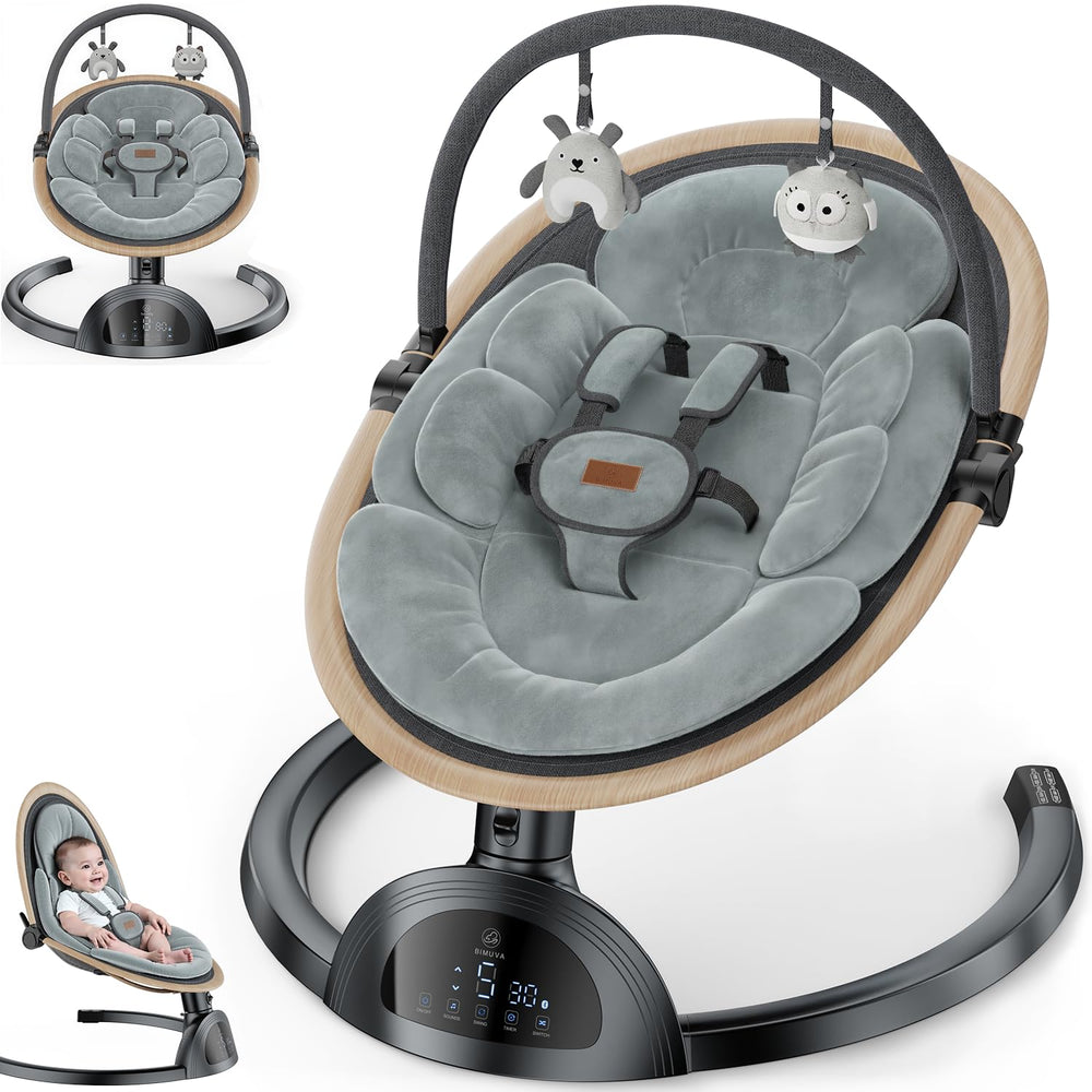 LrerBB Electric Baby Swing features soft, machine-washable fabric for easy care.
