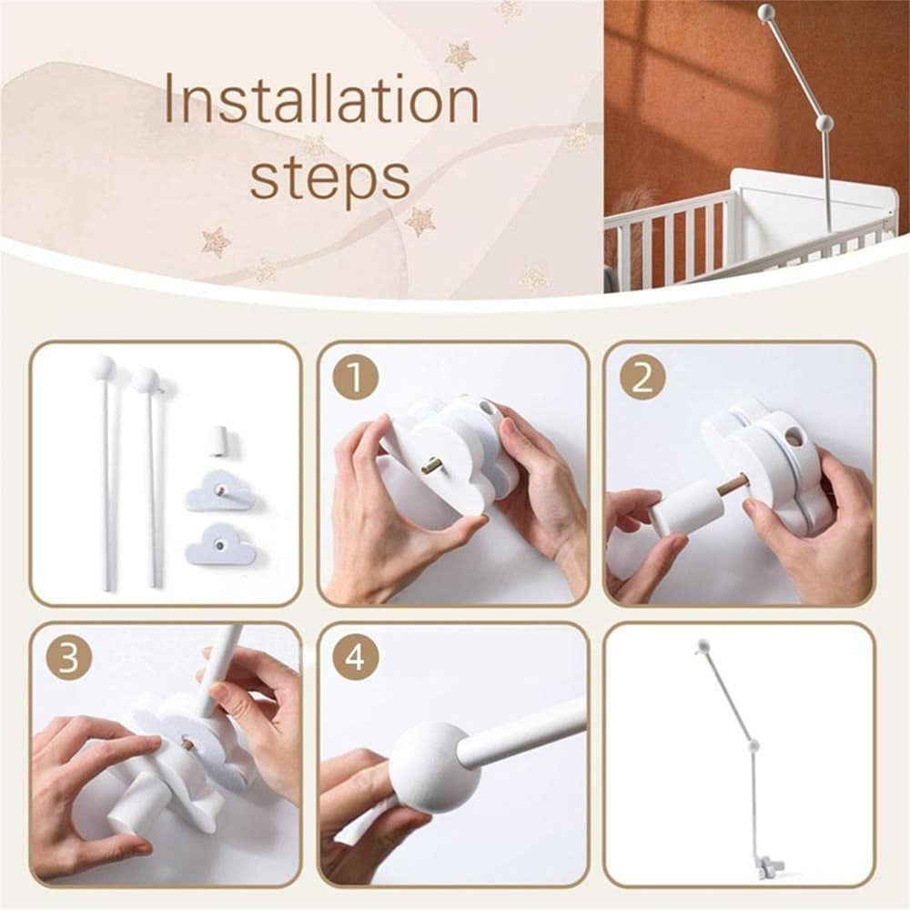 Lroterser Hanging Wooden Baby Crib Mobile Arm fits crossbars and slats securely.