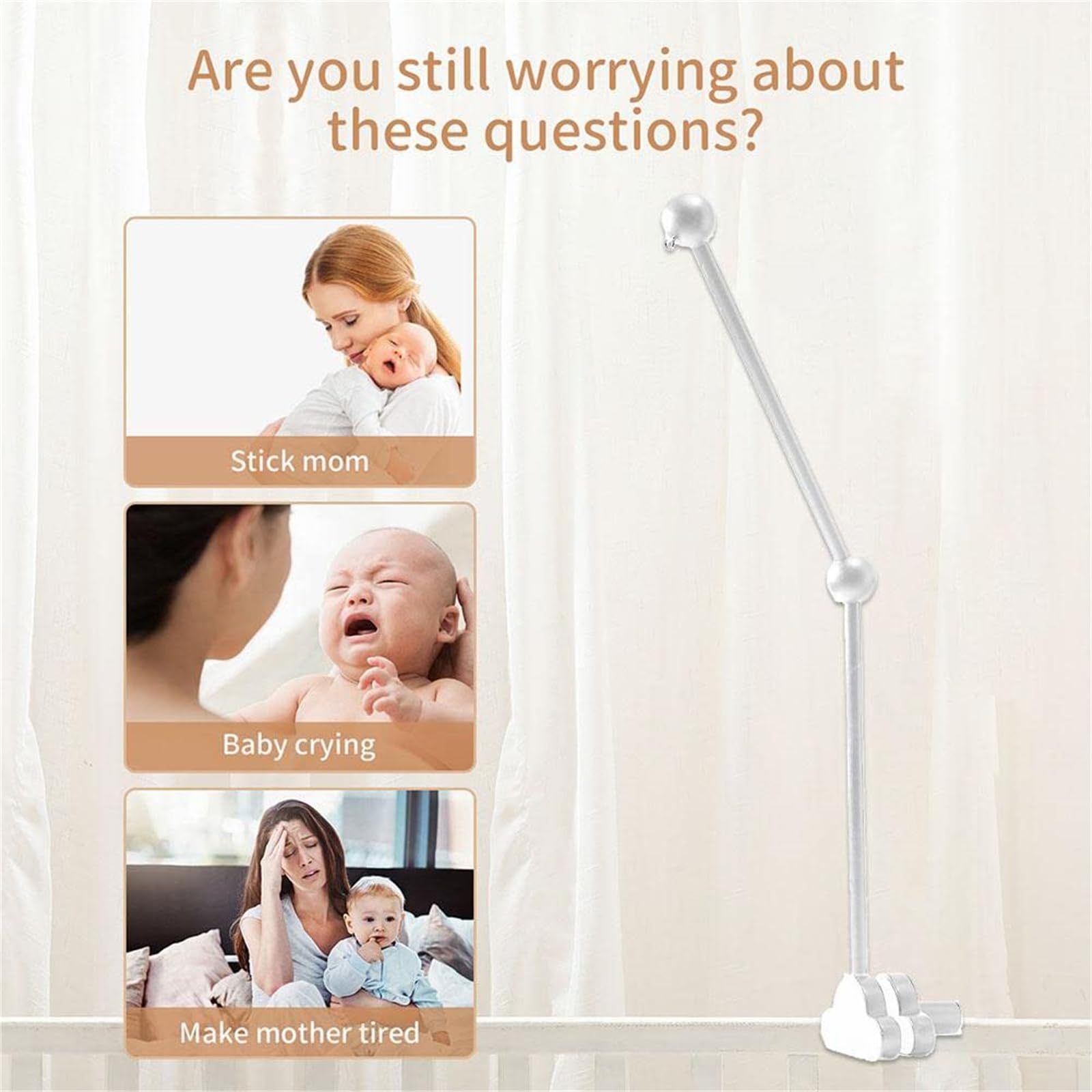 Lroterser Wooden Crib Mobile Arm color options white black wood enable styling to match decor.