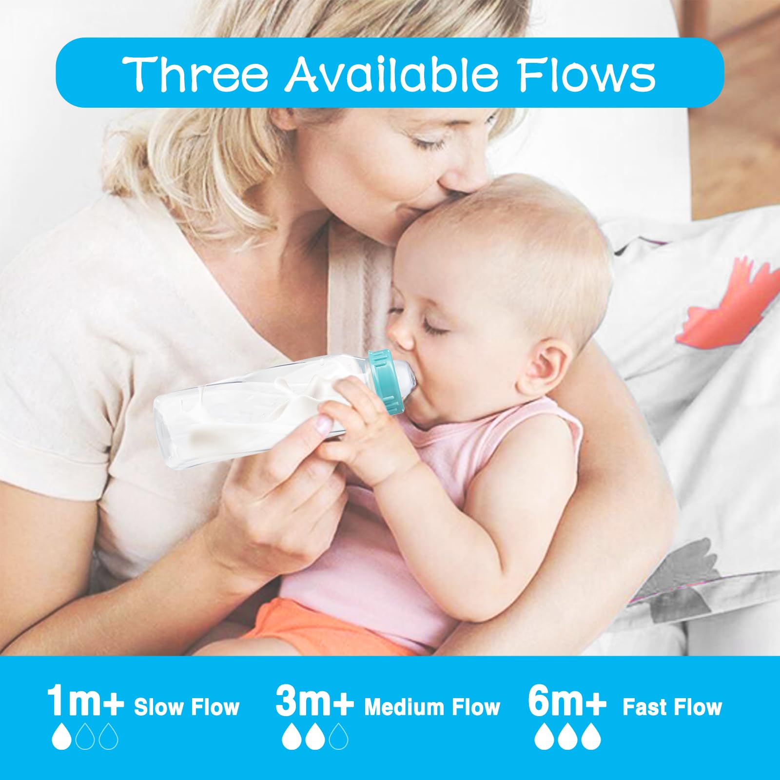LSAUVWN nipples anti-colic valve feature shown for calmer feeds.