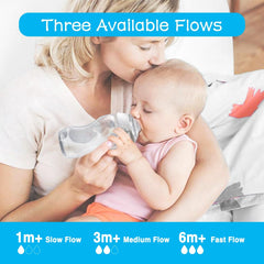 LSAUVWN gentle silicone nipple emphasizes soft texture for baby's gums and hygiene.