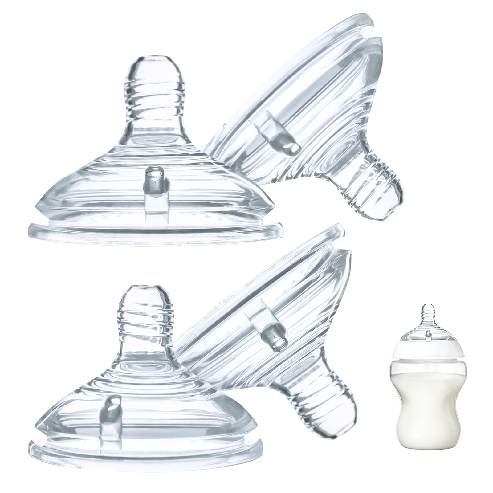 LSAUVWN silicone nipple universal fit demonstrates compatibility with multiple bottles for seamless feeding.