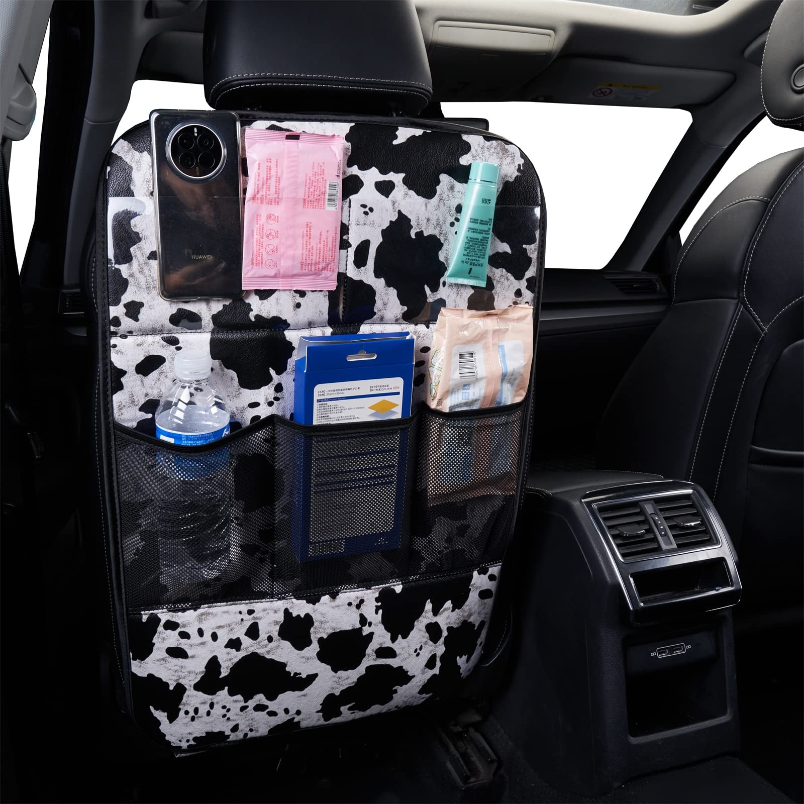 LSBS cow print kick mat storage pockets organize toys and snacks for on-the-go